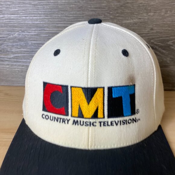 Vintage CMT Country Music Television Hat Cap Snapback White Cream - Picture 2 of 9